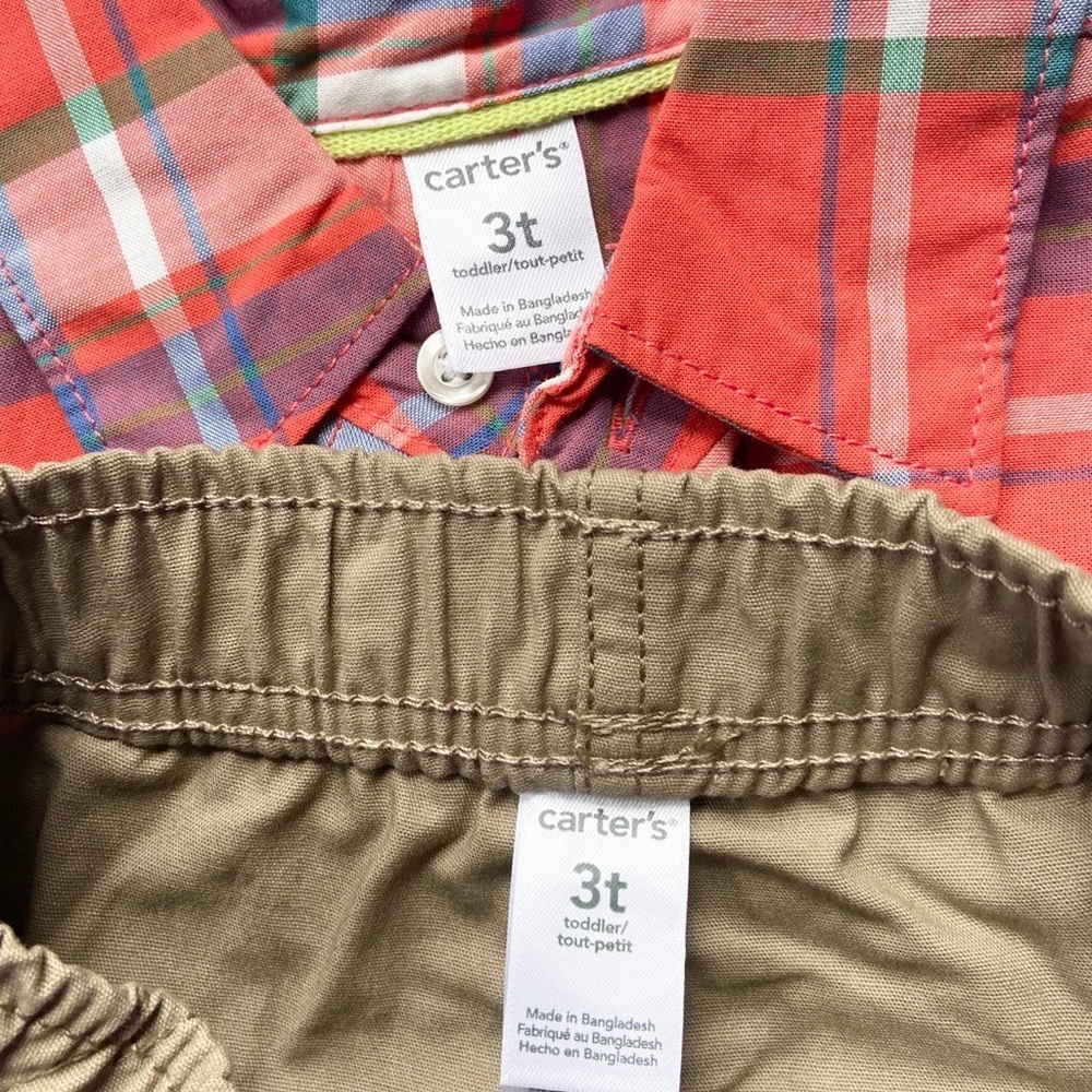 •Carter’s• plaid shirt/khaki pant set - Picture 5 of 6
